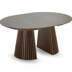 New Nimara Spisebordssæt - Lewis lamel spisebord Ø120 cm med udtræk i røget egefiner + 6 x Bella spisebordsstole i røget eg