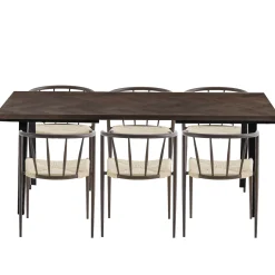 Sale Nimara Spisebordssæt - Madelina sildebensbord 200 cm i røget egefiner + 6 x Bella spisebordsstole i røget egelook med fletsæde