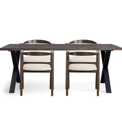 New Nimara Spisebordssæt - Susan plankebord i røget eg 200 cm + 4 x Jocelyn spisebordsstol i røget eg