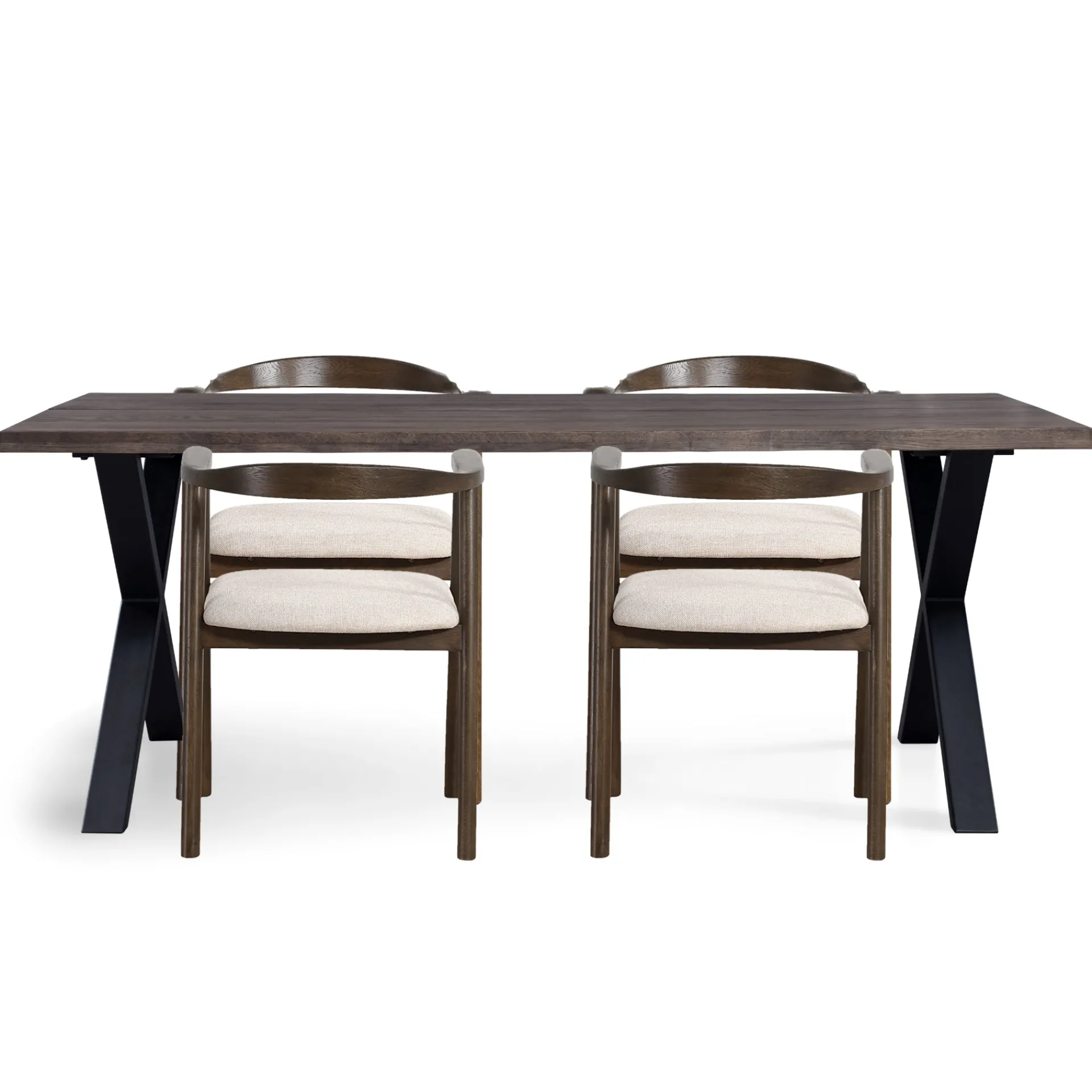 New Nimara Spisebordssæt - Susan plankebord i røget eg 200 cm + 4 x Jocelyn spisebordsstol i røget eg