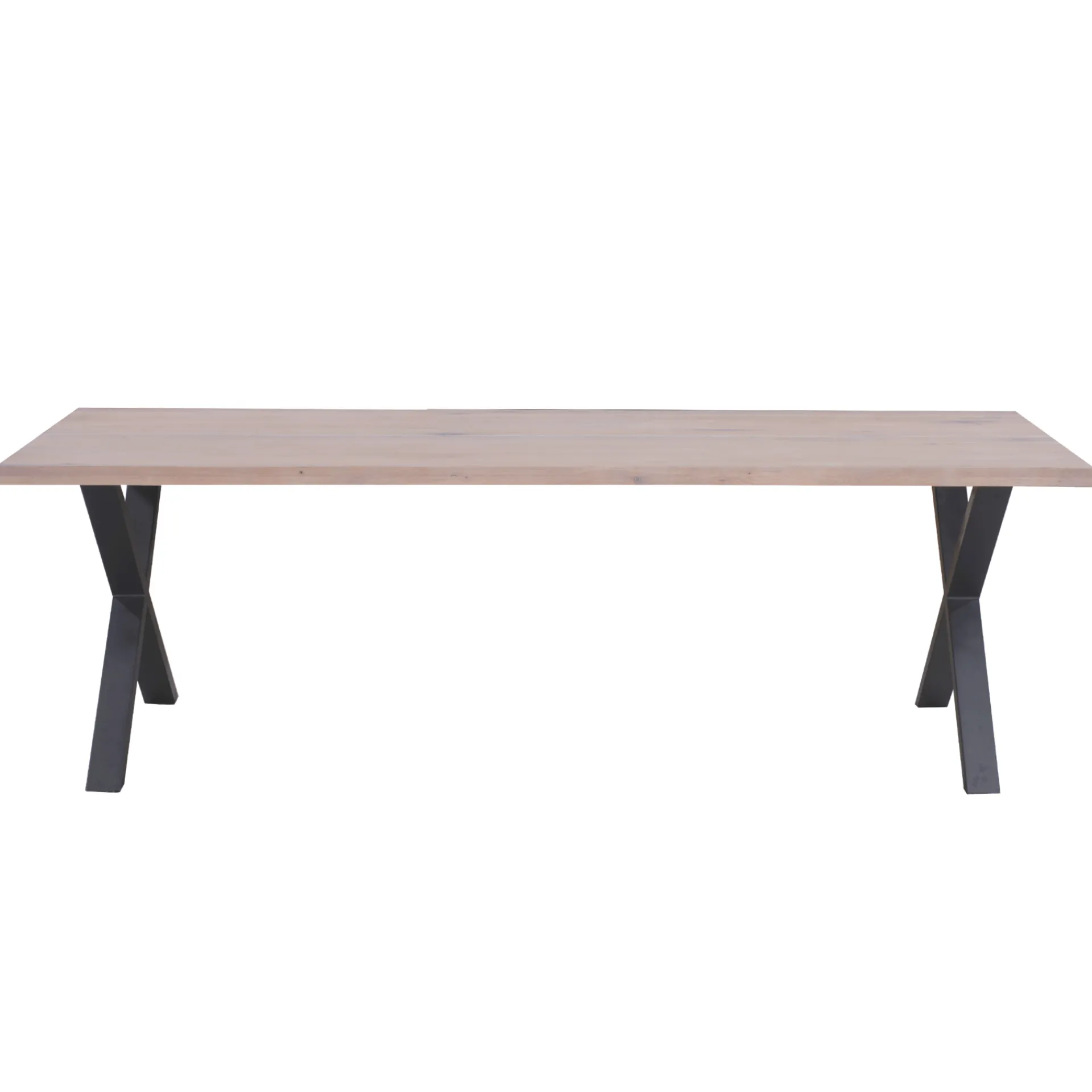 Hot Nimara Susan plankebord - 200x95 cm - i hvidolieret eg med krydsben - (Forberedt til tillægsplader)