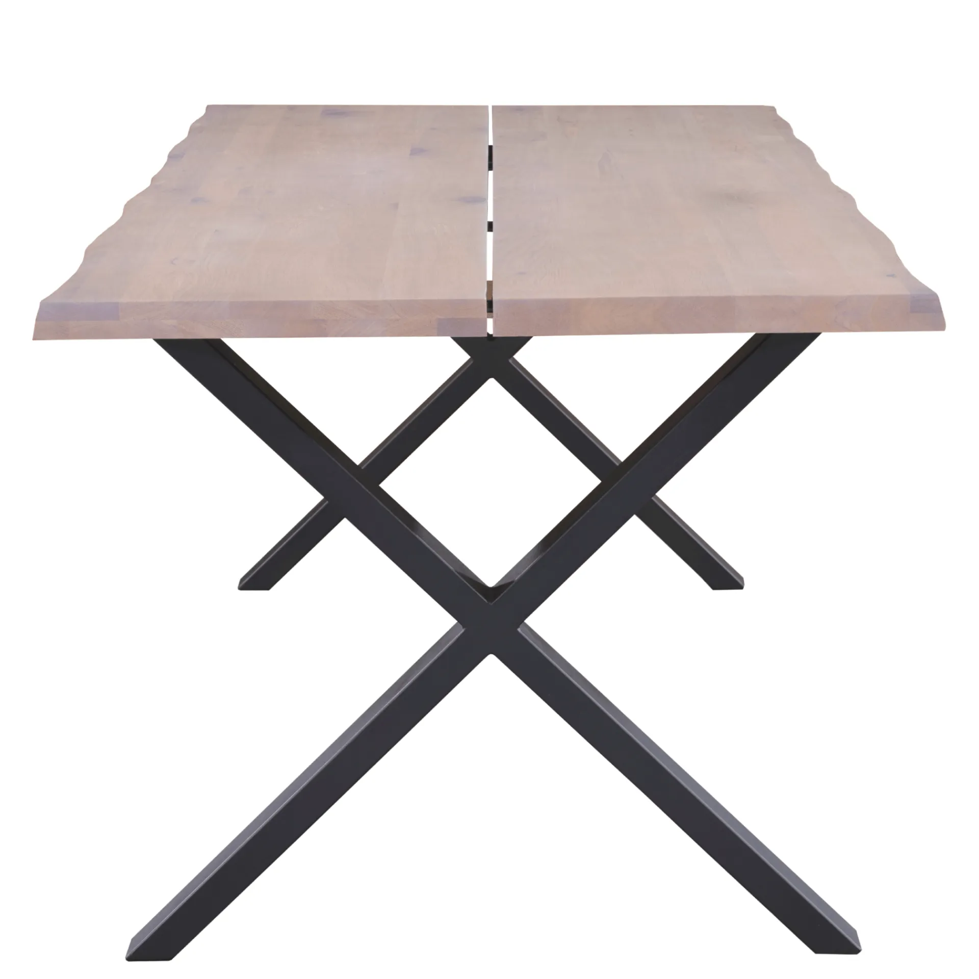 Hot Nimara Susan plankebord - 200x95 cm - i hvidolieret eg med krydsben - (Forberedt til tillægsplader)