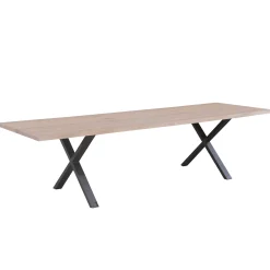 Best Nimara Susan plankebord - 300x95 cm - i hvidolieret eg med krydsben - (Forberedt til tillægsplader)