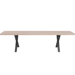 Best Nimara Susan plankebord - 300x95 cm - i hvidolieret eg med krydsben - (Forberedt til tillægsplader)