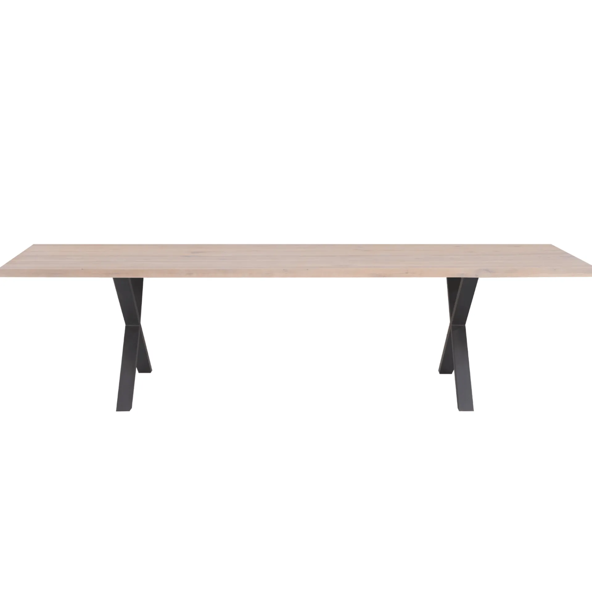 Best Nimara Susan plankebord - 300x95 cm - i hvidolieret eg med krydsben - (Forberedt til tillægsplader)