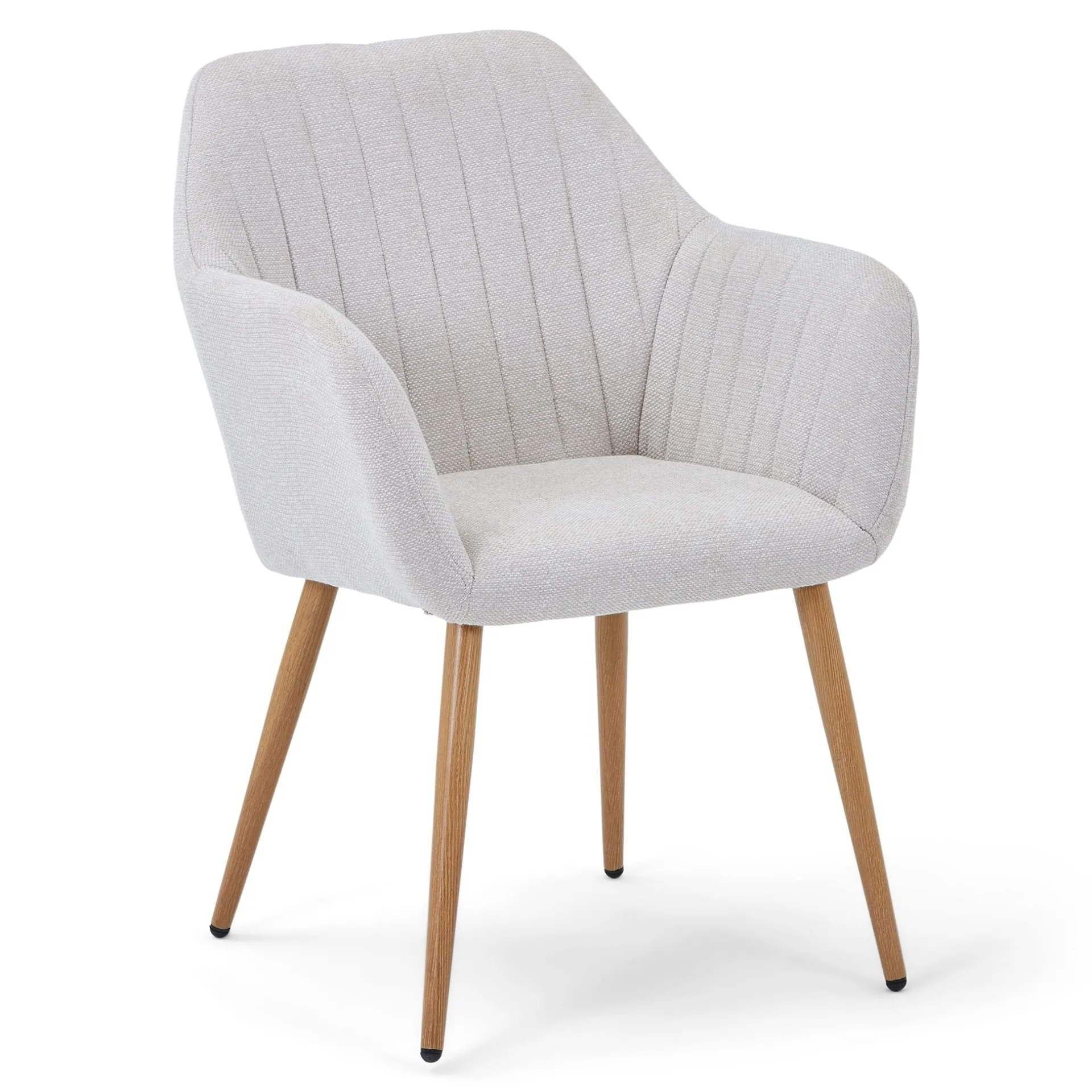 Outlet Nimara Vanessa spisebordsstol med armlæn - beige tekstil og egelook