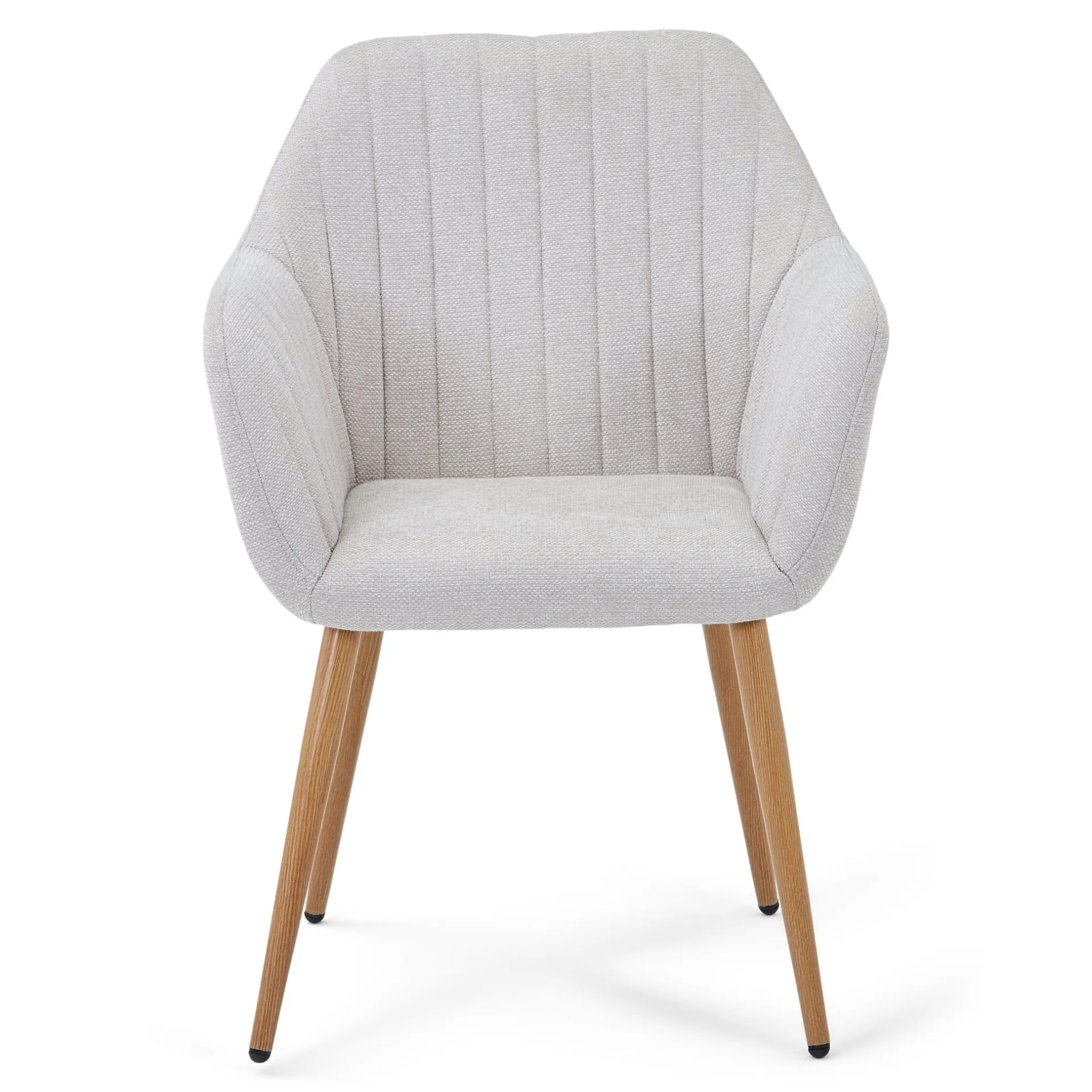 Outlet Nimara Vanessa spisebordsstol med armlæn - beige tekstil og egelook