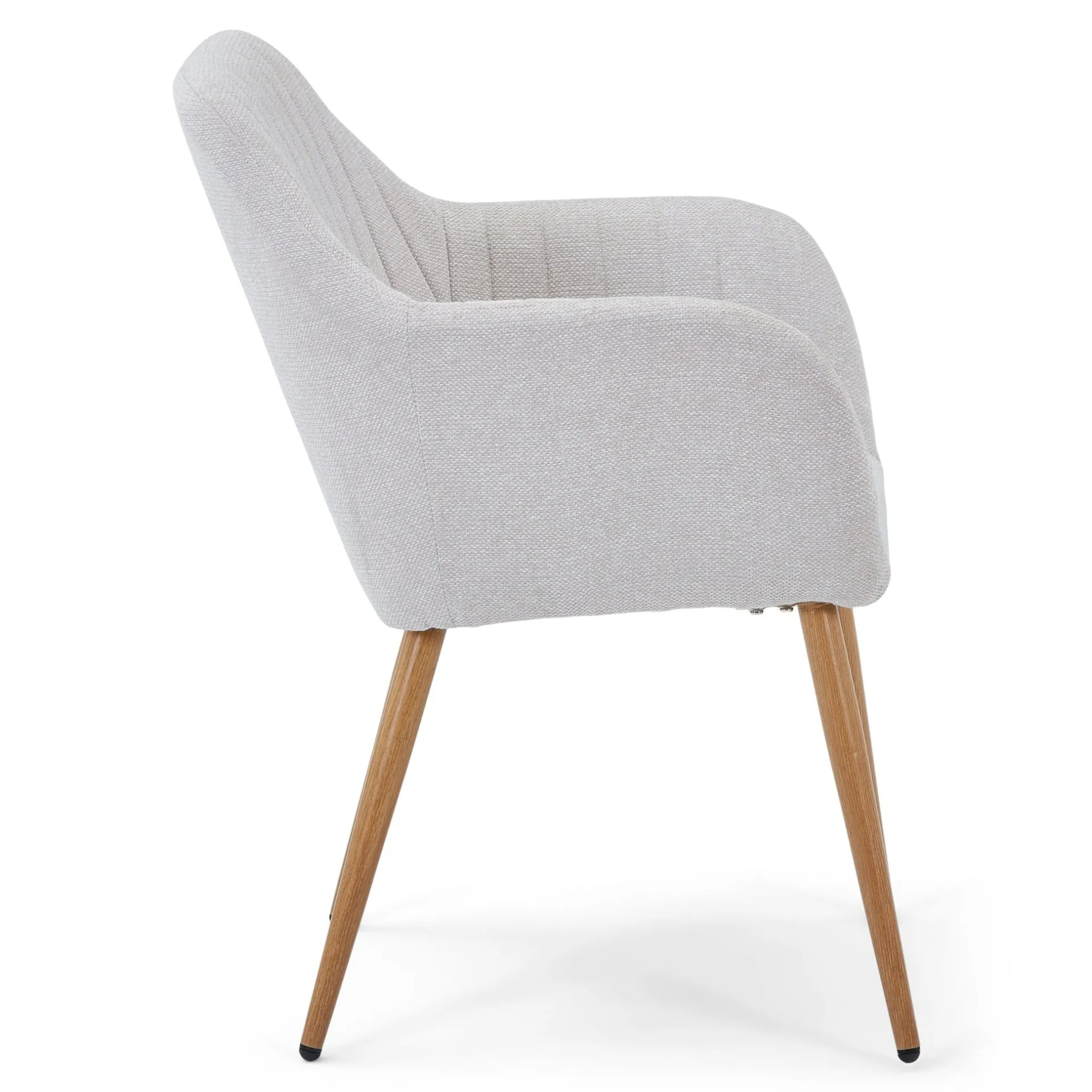 Outlet Nimara Vanessa spisebordsstol med armlæn - beige tekstil og egelook