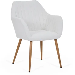 Hot Nimara Vanessa spisebordsstol med armlæn - hvid boucle og egelook