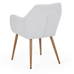 Hot Nimara Vanessa spisebordsstol med armlæn - hvid boucle og egelook