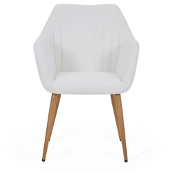 Hot Nimara Vanessa spisebordsstol med armlæn - hvid boucle og egelook