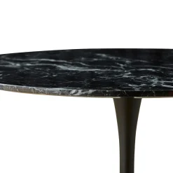 Outlet Nimara Zander - Rundt sort marmor-look spisebord med trompetfod - Ø100 cm