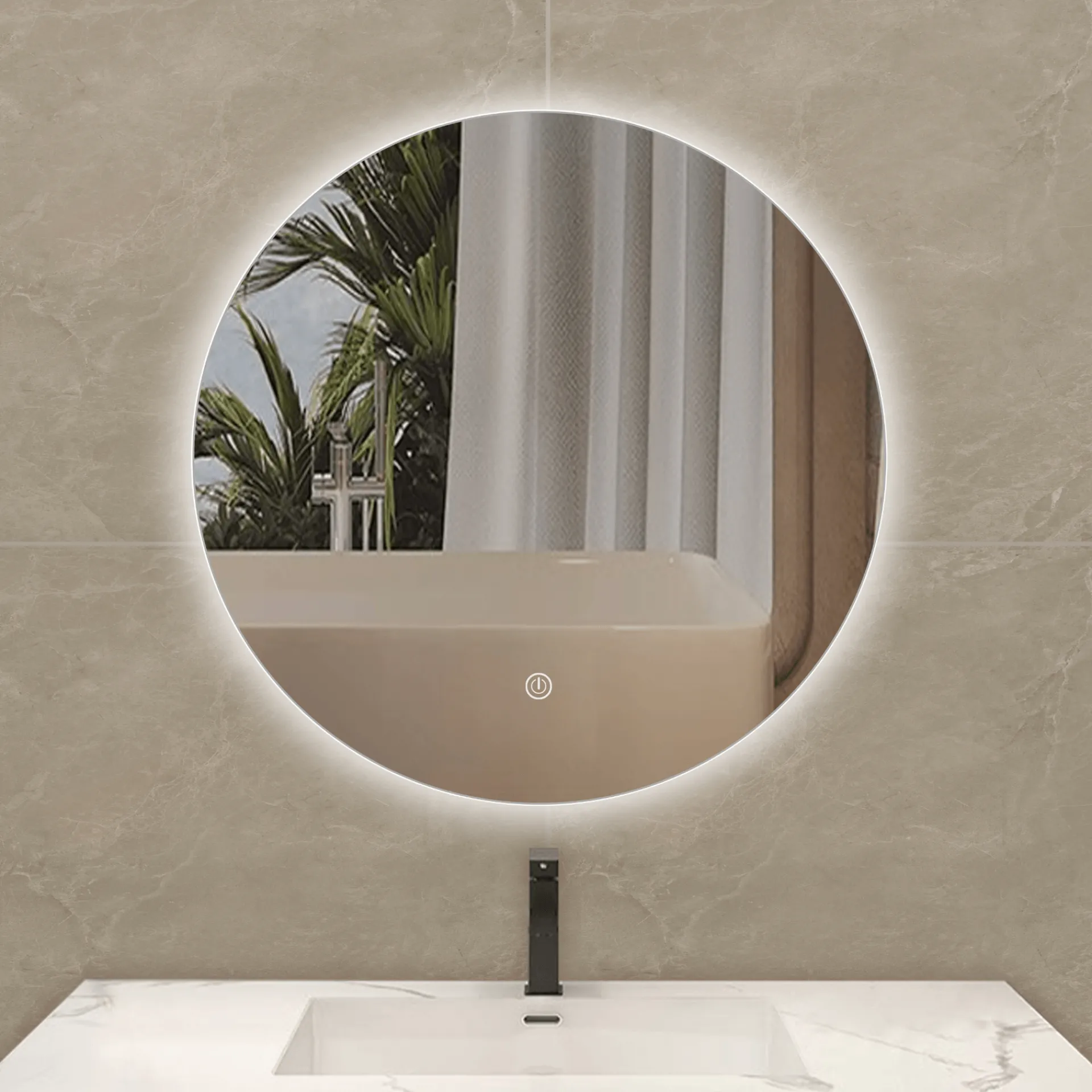 Online Nimara Zarah rundt spejl med LED lys 60 cm